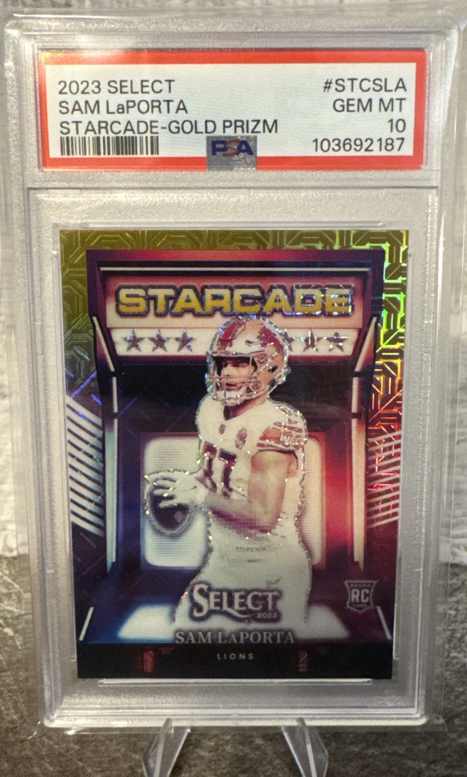 Sam LaPorta Panini Select Starcade #STCSLA Gold Prizm