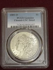 1881 O Morgan Silver Dollar Uncirculated PCGS Cleaned Detail