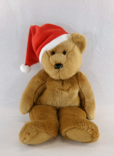 TY BEANIE BUDDIES 14" CHRISTMAS HOLIDAY TEDDY IN RED SANTA HAT 2001 - EUC