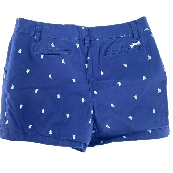 Pantalones cortos chinos Le Tigre para mujer azules tiro medio con cremallera estampado de barco talla 14 Foto 2 de 4