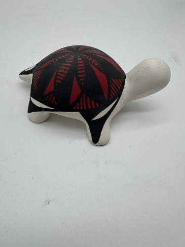 Figurine Acoma NM Poterie Tortue 5” Long 4” Large Blanc Rouge Noir - Photo 12/19