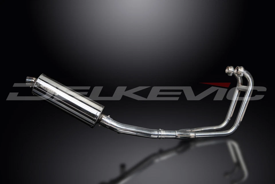 Silenciador escape completo Suzuki GS500 E/F 1989-2009 2-1 14" ovalado inoxidable Foto 3 de 4