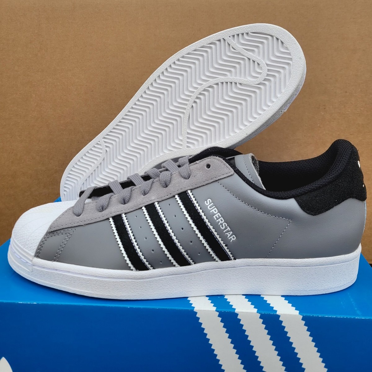 Men's Adidas Superstar Trainers Grey Rare