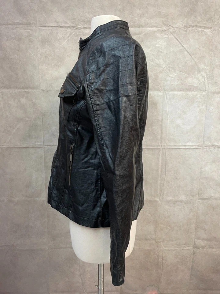 Vintage Apt. 9 Jacket Women's Black Faux LeatherFull Zip Size M - Image 2 of 4
