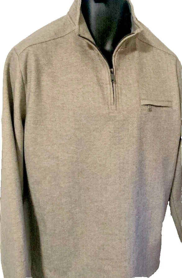 DKNY Hombres Diseñador 1/4 Cremallera Bolsillo Frontal Pullover Chaqueta/Suéter Tostado Talla S Foto 2 de 4