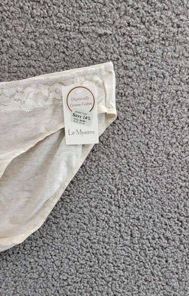 Braguita de bikini Le Mystere Touch para mujer L beige jaspeado encaje superposición cintura elástica Foto 4 de 4