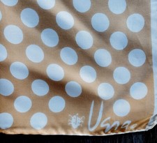 Vintage Vera Neumann Scarf Mod 70's Tan and White Op Art Polka Dots