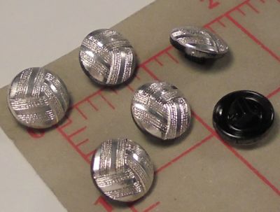 48 Vintage Sm Czech Glass Shank Button Silver Folded Texture