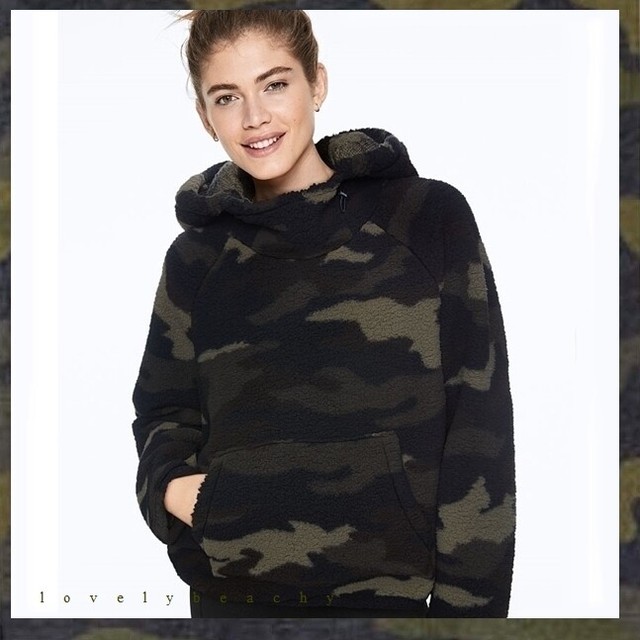 pink sherpa funnel neck pullover