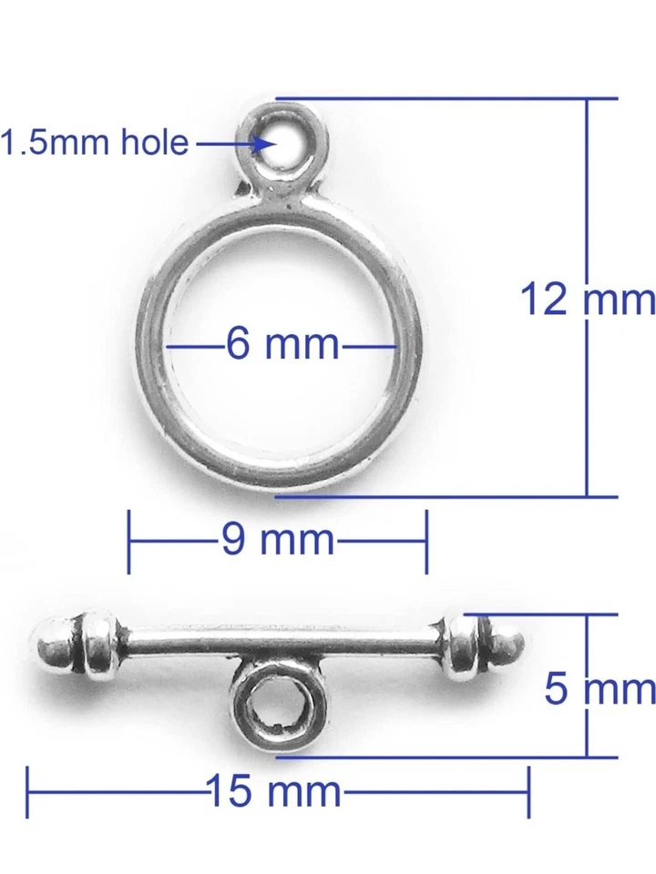 Small Silver Toggle Clasps for Jewelry Making - Image 2 of 4
