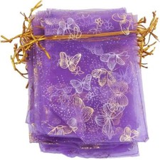 100x Butterfly Organza Bags Mesh Candy Jewelry Gift Pouch w/ Drawstring 3.5x4.7"