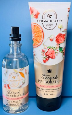 *NEW* STEEPED INVIGORATIN  ROSE TANGERINE TEA 2PC GIFT SET ~ Bath & Body Works