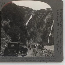 Keystone Canyon Bridal Veil Falls near Valdez AK Keystone Stereoview c1920