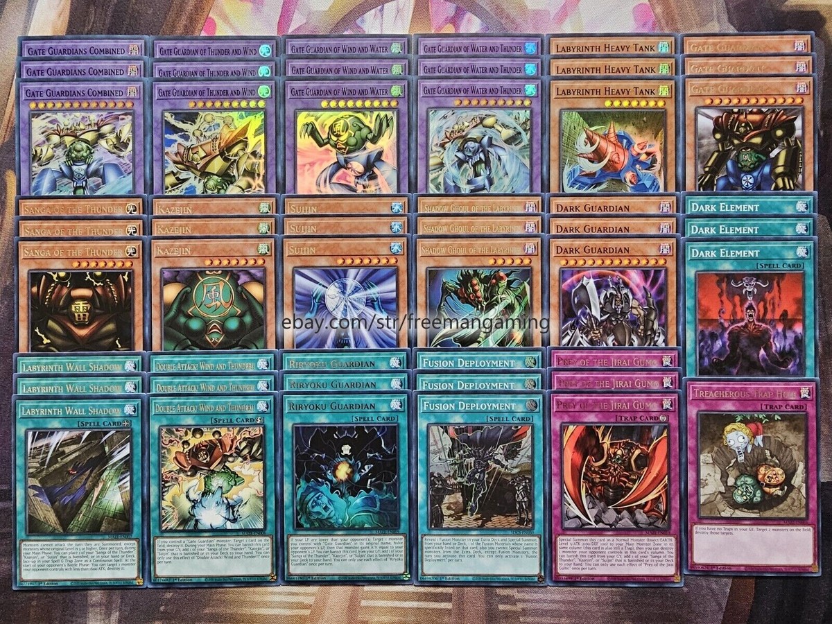 YuGiOh PREMIUM Gate Guardian Deck 52 Cards Combined Thunder Wind Water D +  Bonus