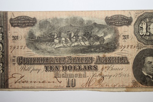 Richmond Va. $10 Civil War Notes/Bonds No Holes / Edge Splits (29225) - Picture 2 of 6
