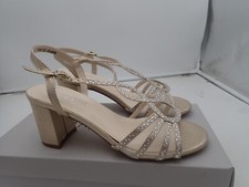 Touch Ups Women's T-Strap Block Heel Heeled Sandal, Champagne, size 6