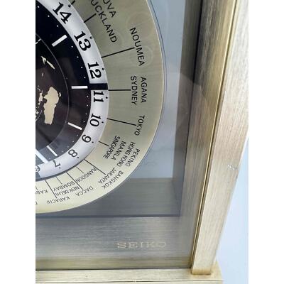 Seiko World Clock 22005G Gold Quartz Movement Brass Frame Desktop
