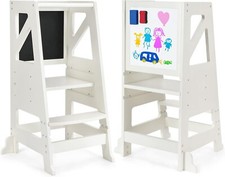 Torre di Apprendimento per Bambini, Torre Montessoriana in Legno Bianca