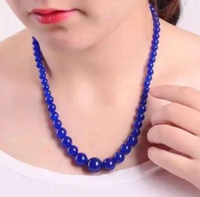 Fashion Women's Natural 6-14mm Jade Jade Round Beads Necklace 18''