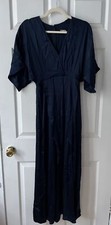 Reformation Hedi Dress Navy Blue Midi Belt Tie Kimono Party 2