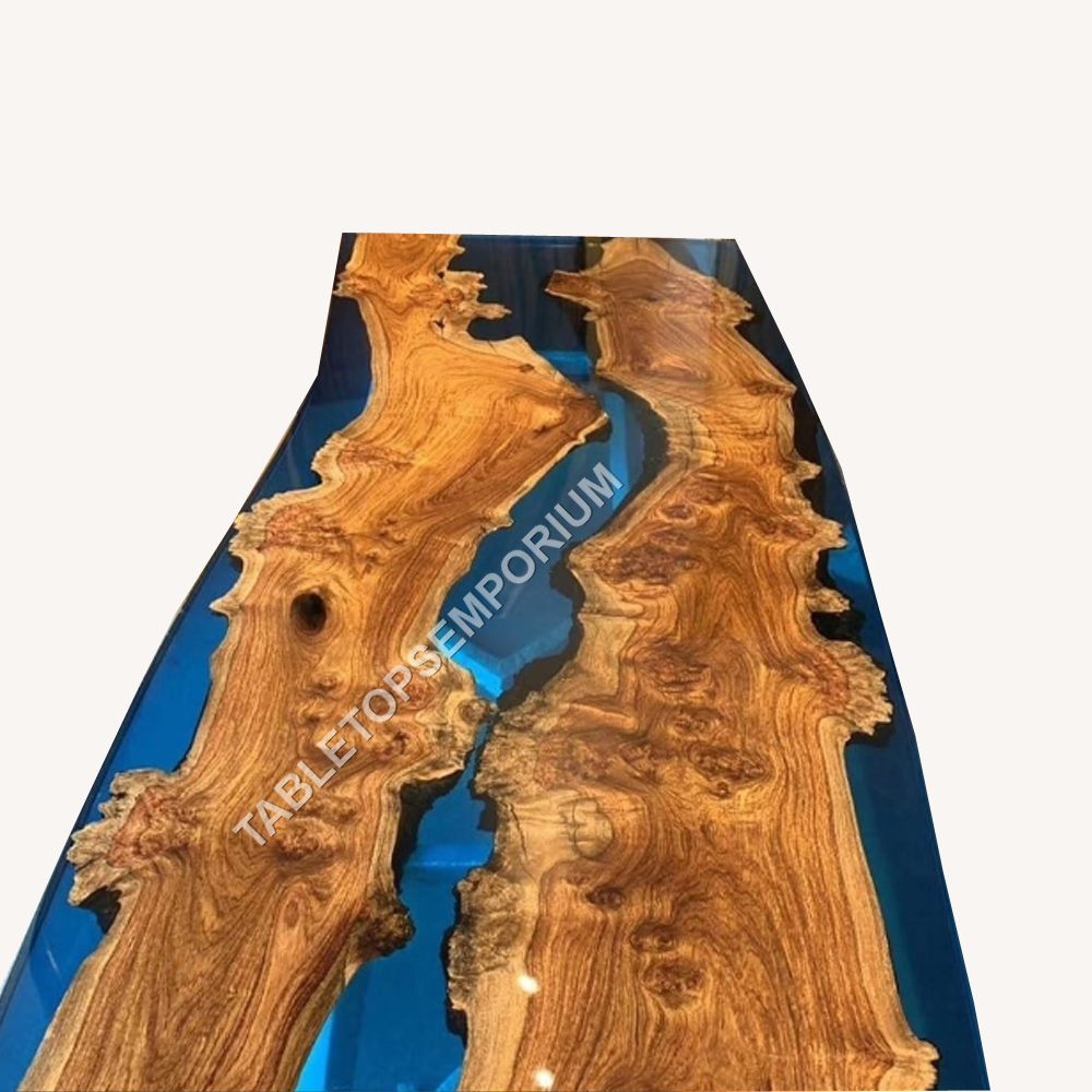 Dining Table in Acacia Wood Epoxy Resin, Epoxy Resin Table, Center table Decors-image