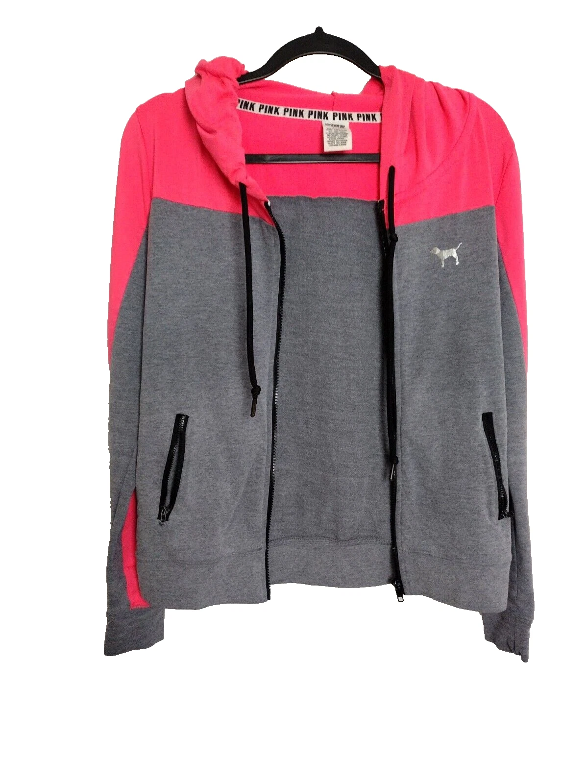 UNDERCOVER Giacca con cappuccio e zip intera Victoria Secret rosa e grigio colorblock taglia small