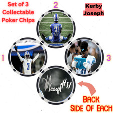Kerby Joseph - Detroit Lions - Set Of 3 NFL Poker Chips - *SIGNED*