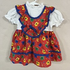 18 Months Vintage Vtg NWOT Kandy Ann Alphabet Puzzle Dress Made In USA
