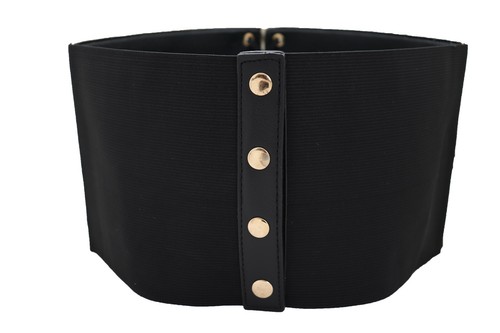 Women Gold Wide Elastic Waistband Corset Bling Fashion Belt High Waist Size S M - Picture 7 of 12