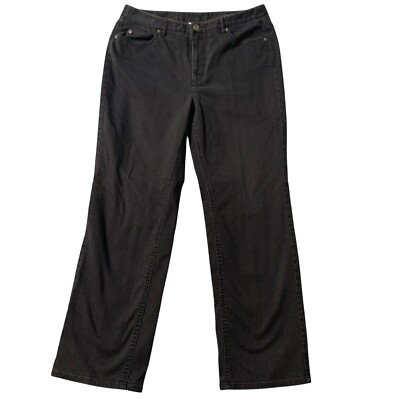 Talbots Jeans 12 Petite (31x27.5) Black Straight Stretch Embroidered Pockets