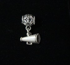Cheer Megaphone Charm Clip On Lobster Claw Clasp, Side Slider Charms Cheerleader