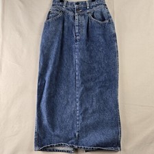 VTG Y2K Levis Skirt Size 7 Blue Denim Midi Straight Pencil Buttons High Rise
