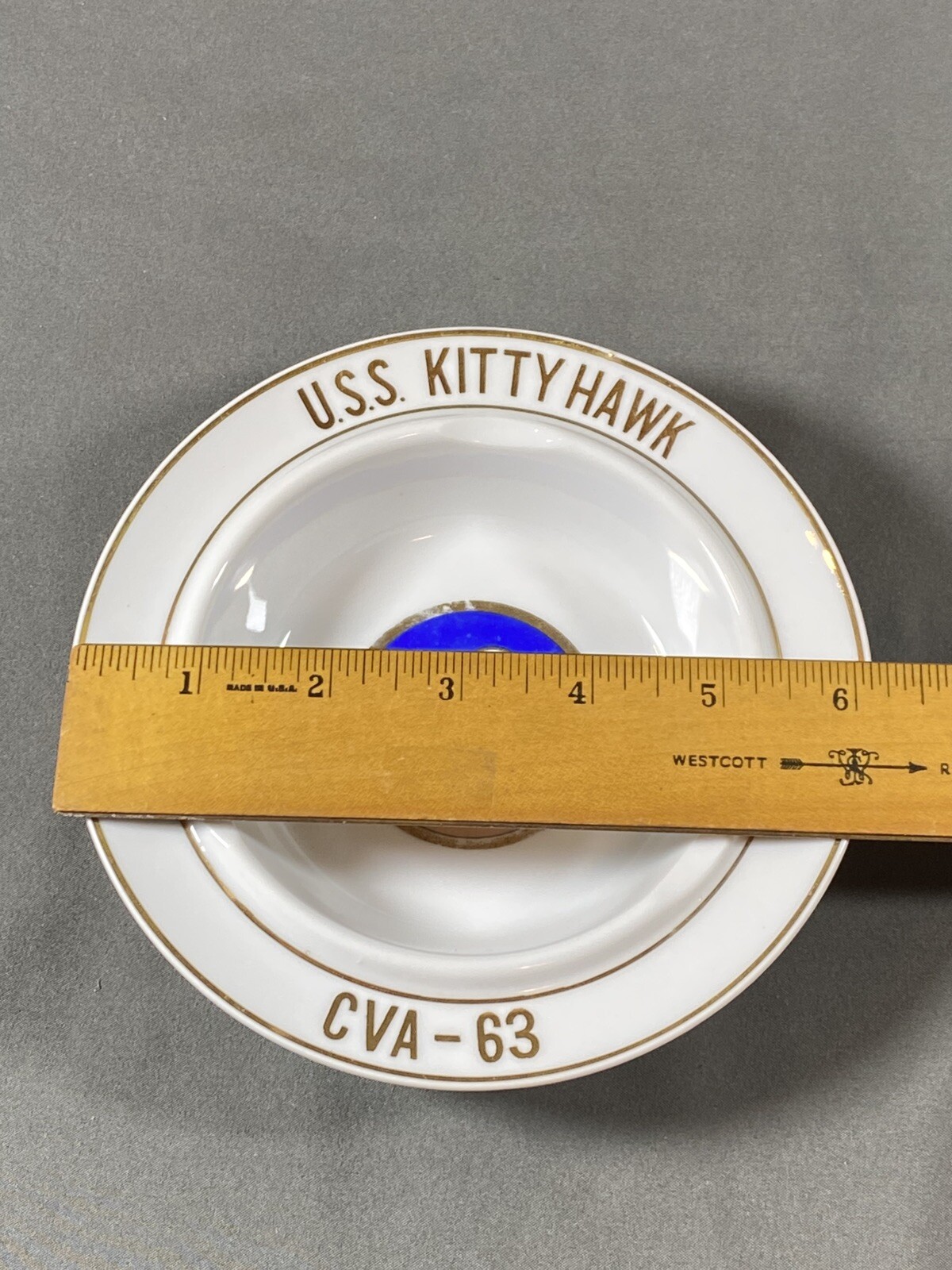 Vintage USS Kittyhawk CVA-63 Hozan China Porcelain Ashtray U.S.S. Kitty Hawk