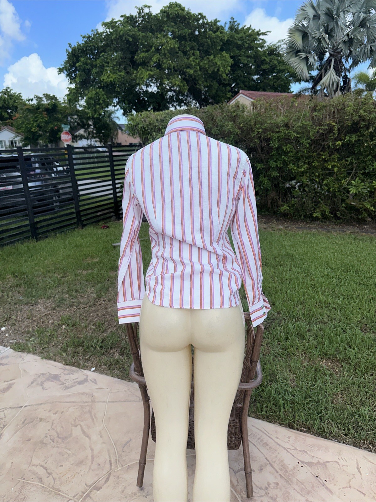 ETRO MULTI COLOR STRIPED BUTTON FRONT CASUAL SHIR… - image 7