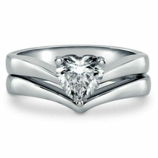 2Ct White Heart Cut Simulated Diamond Wedding Ring Set In 925 Sterling Silver