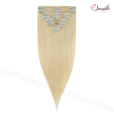 200G DICK Clip In Remy Echthaar Doppelt Weft Extensions Haarteil 8 Tressen Ombre