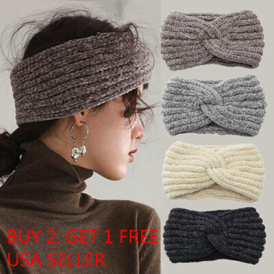 Women Winter Knitted Crochet Knotted Wide Headband Ear  display picture 2