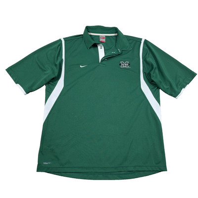 Marshall Thundering Herd Polo Shirt Men Large Green White Nike Dri Fit Adult *