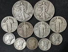 90% Silver $2.50 Walking & Standing Liberty Mercury Barber (11) Coins Full Dates