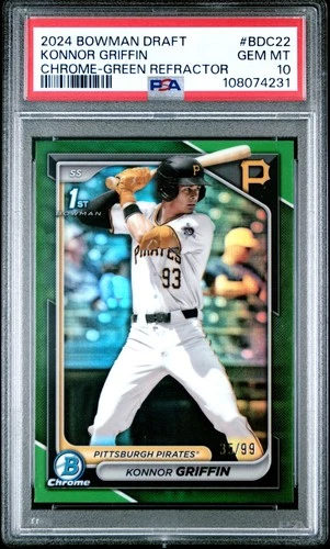 2024 Bowman Draft Konnor Griffin Chrome Green Refractor 1st Prospect #/99 PSA 10