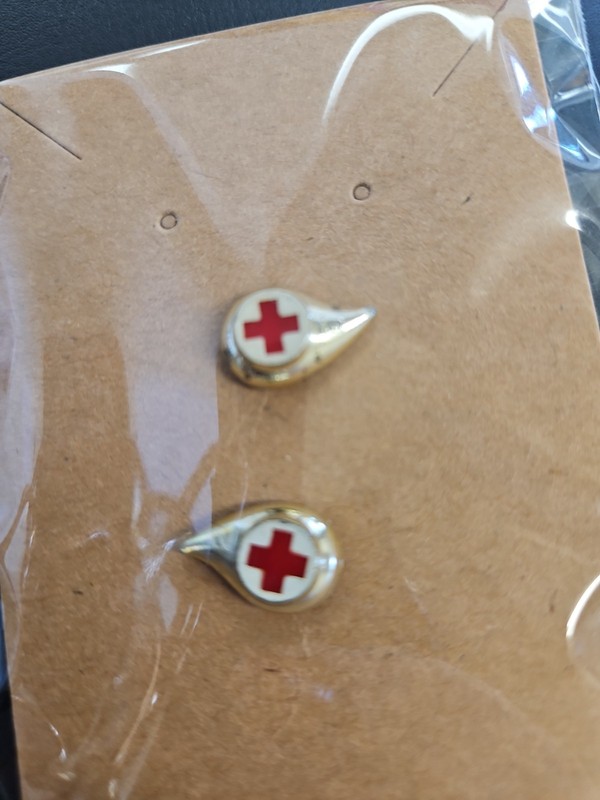 Vintage American Red Cross Blood Donor Pins Set 3 Gallon Milestone Enamel Cross