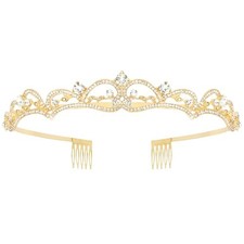 Gold Tiaras for Women, Gold Rhinestone Princess Crown Small Tiara for Women