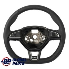 Skoda Octavia Mk3 VRS Steering Wheel NEW Black Leather Flat Bottom 5E0419091BB