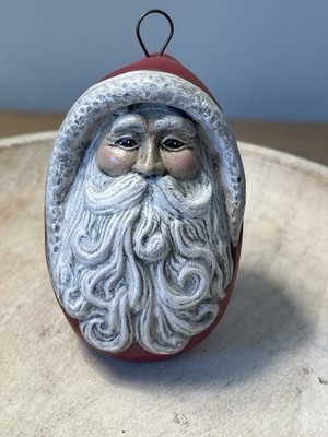 Vintage Ceramic Mold Old World Santa Hand Painted 1992 3 3/8