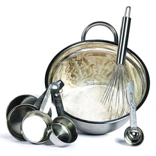 Meal Prep Piece Stainless Steel Set 4 Measuring Cups and Spoons, 10" Whisk 3