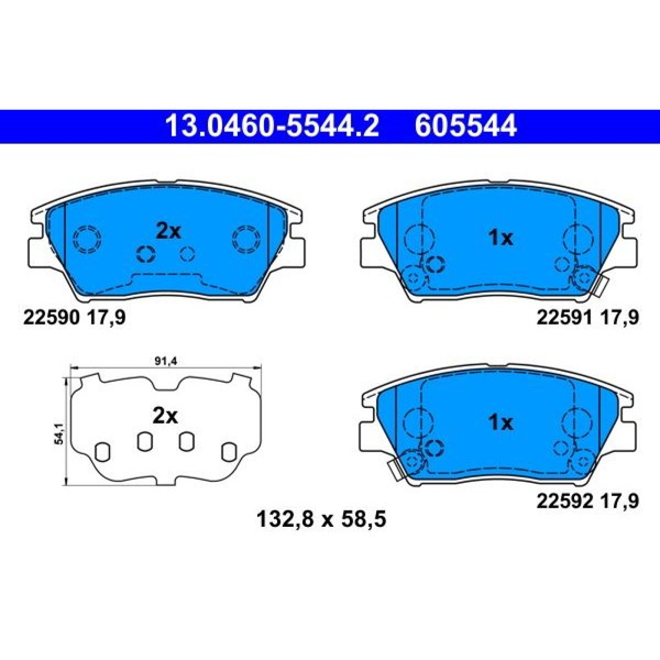 ATE 13.0460-5544.2 Bremsbelagsatz FüR Ssangyong Tivoli XLV XLV VAN Grand-image