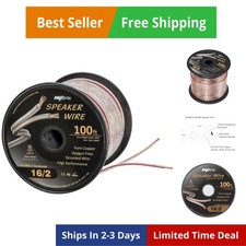 100 ft. Spool High Performance 16 Gauge Speaker Wire, Oxygen Free Pure Copper...