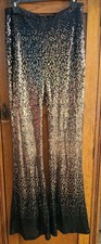 Unbranded Black Gold Pants Sequin Flare Bell Bottom XL High Waist Stretchy Flaws