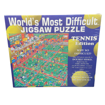 Vintage World's Most Difficult Jigsaw Puzzle Tennis 529 Pc Double Sided 1995 USA