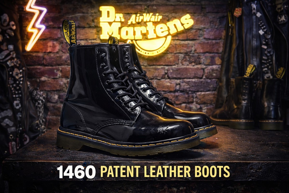 Dr Martens 1460 Black Patent Leather Boots Mens US 10 EU 42 